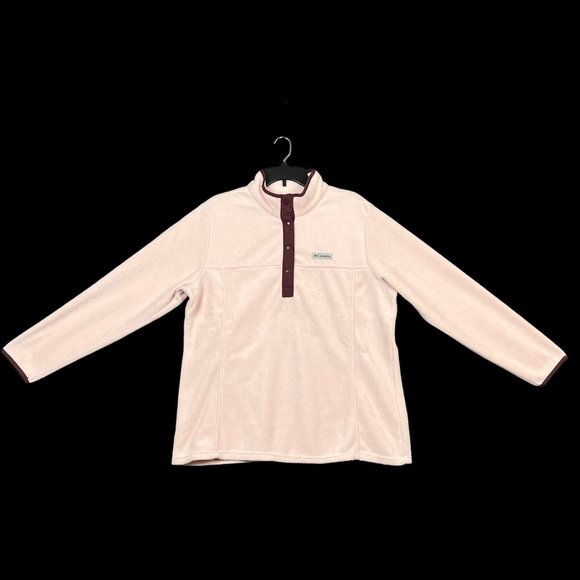 Columbia Womens Fleece Pullover Sweater Size XL-3XL Light Pink Half Snap Style - Picture 10 of 13